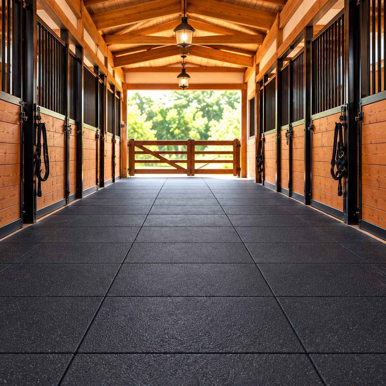 Piso de Borracha 50x50cm 15mm para Estábulos e Ambientes Equestres